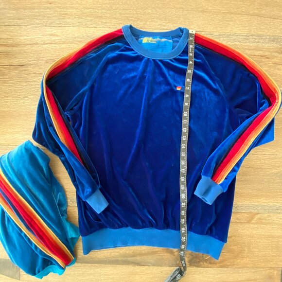 AVIATOR NATION CLASSIC VELVET Crewneck Sweatshirt size XL in Deep Royal Blue π - Picture 3 of 9